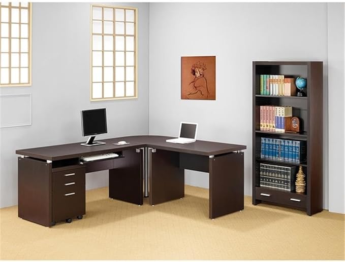 Home Square 2 Piece Set with Computer Desk Bookcase and Mobile File Cabinet