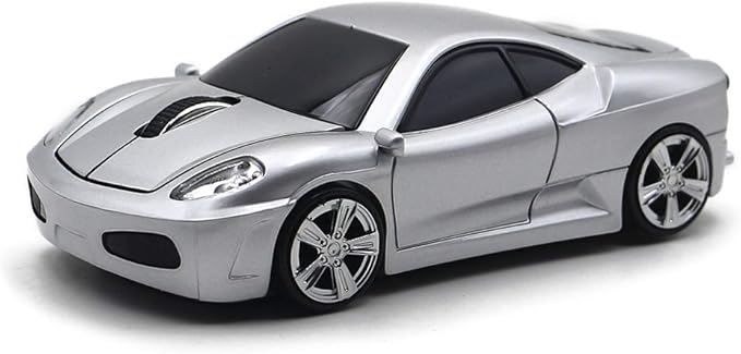 MGbeauty Wireless Mouse Sports Car Mouse Computer Optical Mice for PC Laptop MAC (Silver)