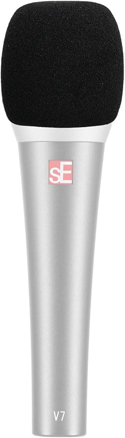 Audiosavings SE Electronics V7 Switch Bundle: Supercardioid Handheld Dynamic Microphone with Magnetic On Off Switch, WS07 External Windscreen for Plosive Reduction, Vocal Use, Talkback, 2-Items