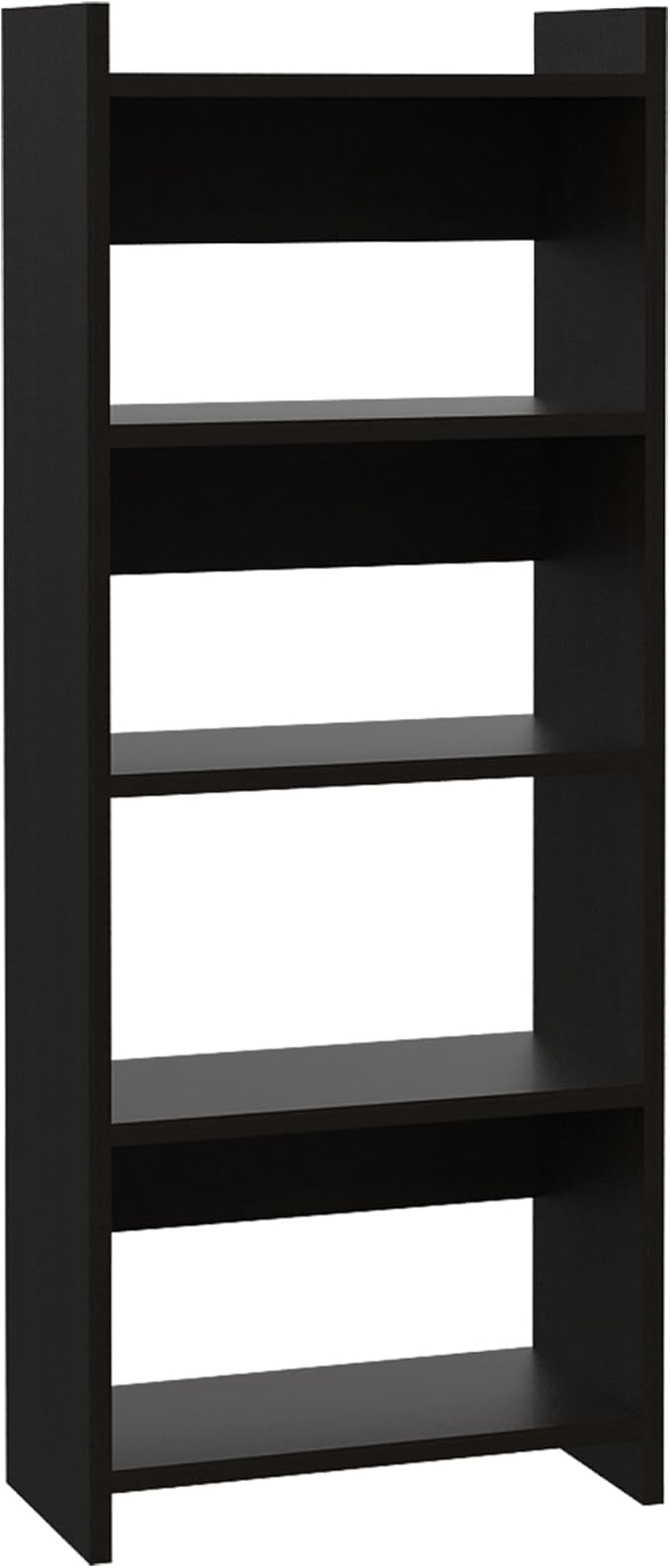 Penau Home Office Set with Single Drawer, Keyboard Tray, Black Bookcase with 5 Shelves, Modern Compact Design