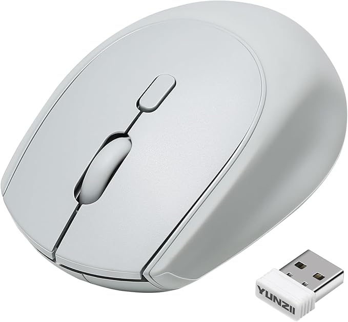 YUNZII C2 Wireless Mouse,2.4GHz Cute Silicone Noiseless Wireless Computer Mouse, Quiet Clicks, 3 Adjustable DPI, 1600 DPI Optical Tracking, Portable Ergonomic Mice for Laptop/PC/Mac (Gray)