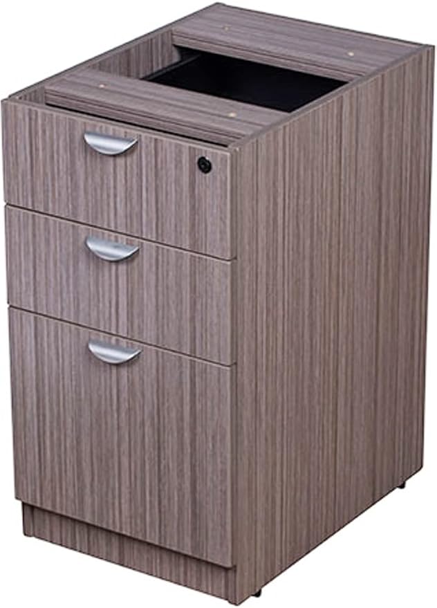 Boss Office L-Shape Desk with Pedestal in Driftwood