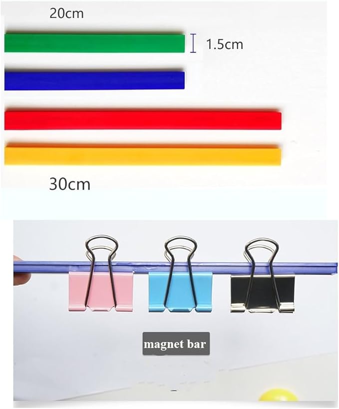 Colorful Magnetic Bar for Bulletin Board - Memo Strip Set Magnet Strip Tape, School Office Home Stationery Bar for Fridge 7.9 Inch/12inch 6 Color