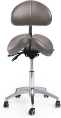 Saddle Stool with Wheels,Rolling Stool with Back Support&Split Seats,Ergonomic Stool Saddle Stool for Hair Stylist for Dentist Salon Tattoo(Drak Grey