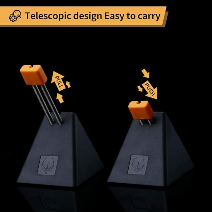 HOTLINEGAMES [NEW] Mouse Bungee, Mouse Cord Clip Cord Management System Fixer Holder for Esports FPS Game (Black-Orange)