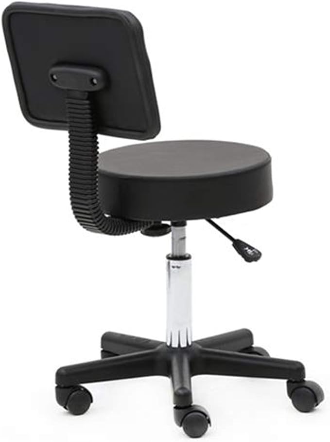 Hydraulic Salon Rolling Stool, 18.11"-23.82" Adjustable Height, PU Leather Swivel Stool, Round Spa Chair with Backrest Casters Wheels Black for Salon Tattoo Facial Massage Spa Office Drafting
