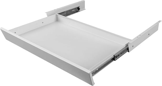 Stand Up Desk Store Add-On Office Sliding Under-Desk Drawer Storage Organizer for Standing Desks | Requires 14" of Front to Back Clearance Beneath Desks and Tables (White)
