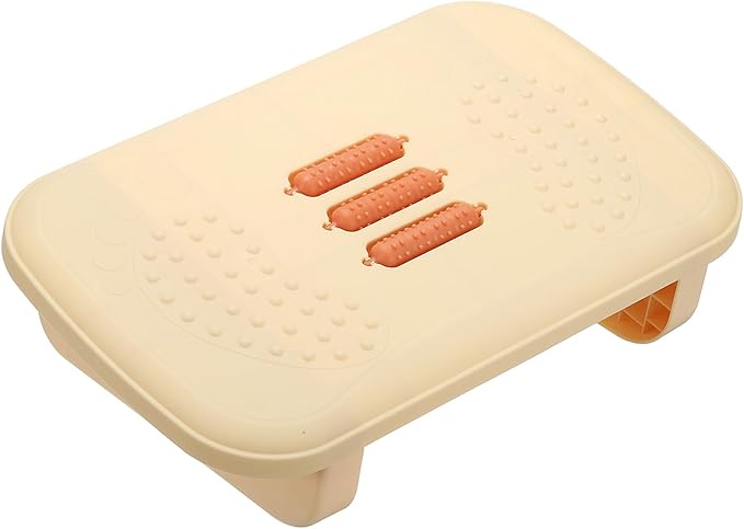 PATIKIL Foot Rest Non-Swingable Stools Leg Rest Footrest for Under Desk at Work Under Office Desk Chair Computer Gaming Promote Leg Circulation, Khaki/Orange