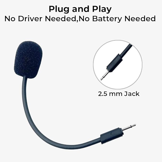 Replacement Game Mic for JBL Quantum 100 (Q100) Stereo Studio Gaming Headsets on PS5 PS4 PC Xbox MAC, 2.5mm Jack Detachable Noise Cancelling Crystal-Clear Game Microphone Voice Boom