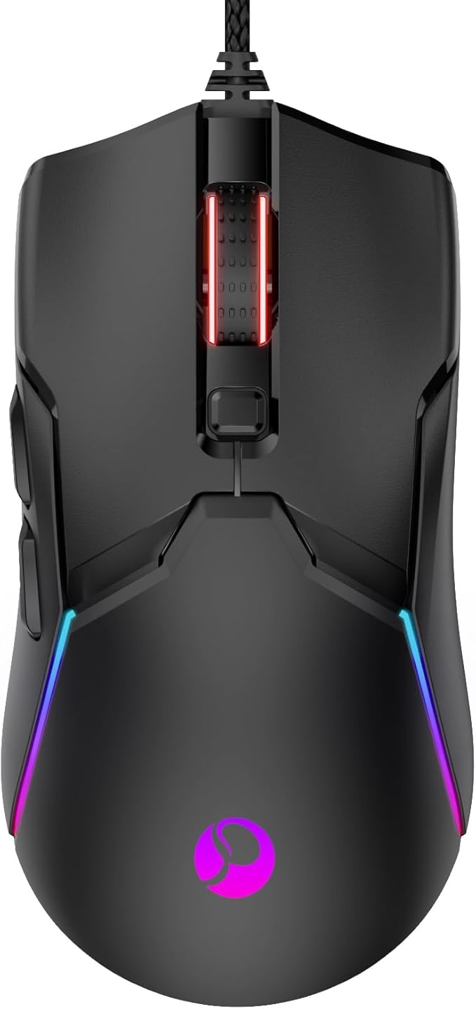 Wired Gaming Mouse,Ergonomic 8000 DPI Optical Gaming Mice with 12 RGB Backlit Modes, 6 Programmable Buttons, DIY Software for PC Gamer & Office