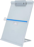 KALLORY Adjustable Document Holder Paper Stand for Desk with Pen Storage Plastic Copyholder for Books Magazines Newspapers and Documents Ergonomic Reading Aid for Office and Library Use