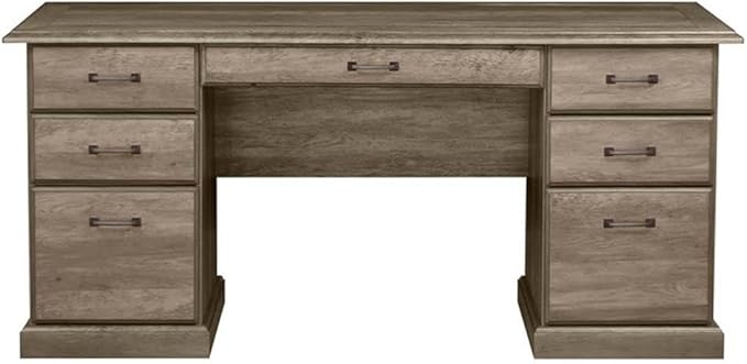 Pemberly Row Set of 2 Lateral Filing Cabinet & Executive Desk in Rustic Oak