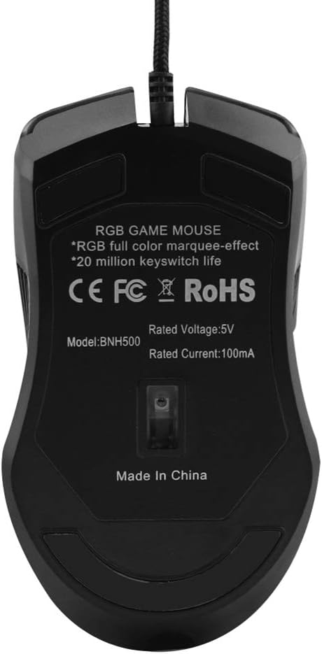 FIRSTMEMORY USB C Ergonomic Wired RGB Gaming Mouse - Optical with Adjustable DPI 800/1600/2400/3200 - Compatible with Notebook, PC, Laptop, MacBook and All Type-C Devices (Black)