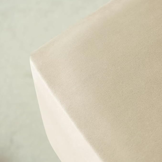 Ottoman Cover Square Velvet Ottoman Covers Protector for Footrest Foot Stool Furniture Stretch Comfortable with Elastic Bottom Medium Beige