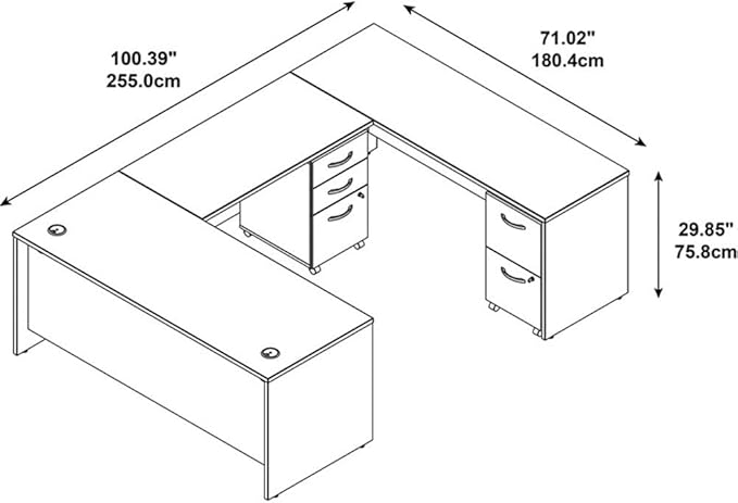 Bush Business Furniture Series C 72W U-Station with 2-Drawer Mobile Pedestal and 3-Drawer Mobile Pedestal