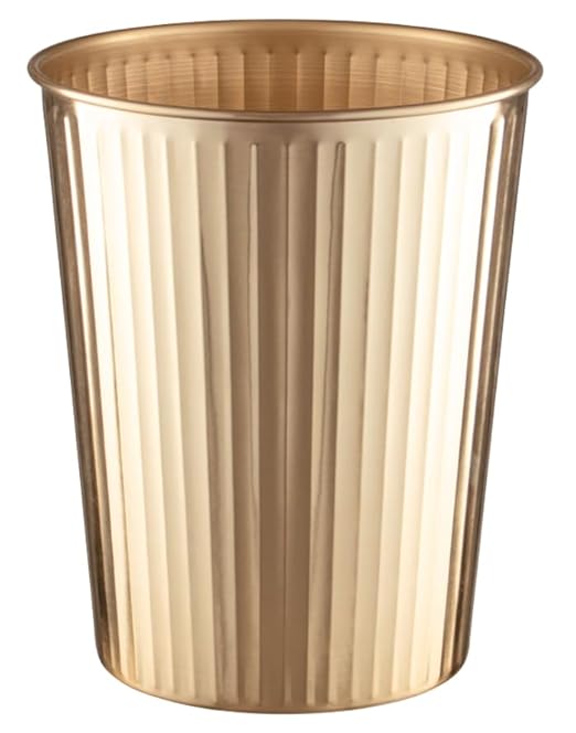Monarch Abode Ridge Embossed Metal Desk Wastebasket – Brushed Gold