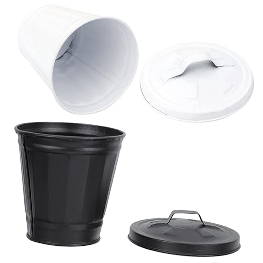 GLEAVI 2pcs Slim Metal Trash Cans Mini Desktop Garbage Bins Classic Farmhouse Style Decorative Wastebasket for Home Decor