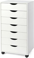 TUSY 7 Drawer Storage Organizer on Wheels, Mobile File Cabinet with Locking Casters, Tall Chest of Drawers for Home Office, White Rolling Storage Drawers for Office Supplies