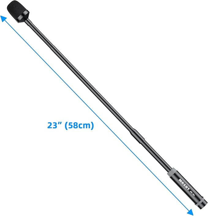 MRSDY Gooseneck Microphone, 23 Inch DJ Microphone for Audio Mixer, Professional XLR Wired Dynamic Mic, Extended Black Metal Noise Reduction Mic, Supports 360° Rotation and Bending