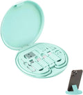 9 in 1 Cable Case USB Adapter Cable Conversion Storage Box USB Type C to Micro USB/Lightning/USB A Cable Data Transfer Tool Contains Sim Card Slot Tray Eject Pin Use as Phone Holder (Green)