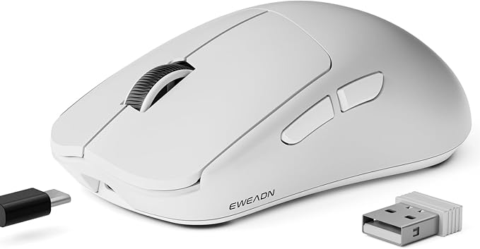 EWEAND X23 Pro Gaming Mouse, Tri-Mode 2.4G/USB-C/BT 5.4 Wireless Mouse, PAW3311 Sensor, 12000 DPI, 59g Lightweight, 1ms Response, Anti-Slip Grip Tape Included Computer Mouse for Laptop/PC/Mac-White