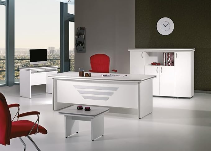 212 Main 71 in. Modern New Star Desk Office Suite Furniture Set - White, 5 Piece
