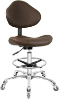 Rolling Swivel Drafting Chair Adjustable Heavy Duty (400lbs) Lumbar Support Task Chair for Home Desk Studio Design Lab(Triangular Back Coffee)