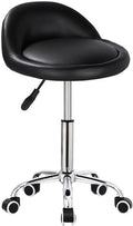 Autdor Rolling Stool Salon Stool Chair with Backrest Height Adjustable Beauty Rollings Stools with Wheels PU Leather Swivel Stools for Office Drafting Work Tattoo Makeup Facial Spa Manicure Massage
