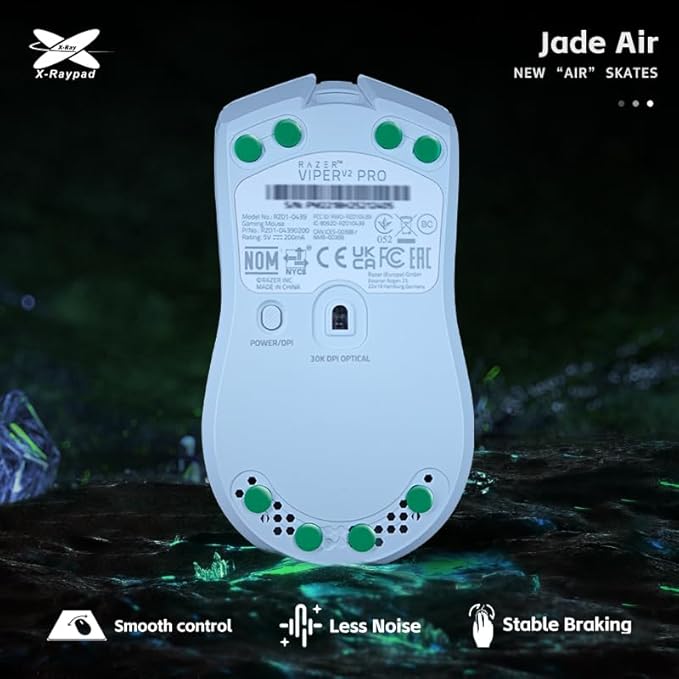 X-Raypad Obsidian Air/Pro Air Speed Mouse Skates, U-PE Universal Dot Mouse Skates Offers Excelent Wear Resistance, Speed & Control Abrasion Resistance Less Noise