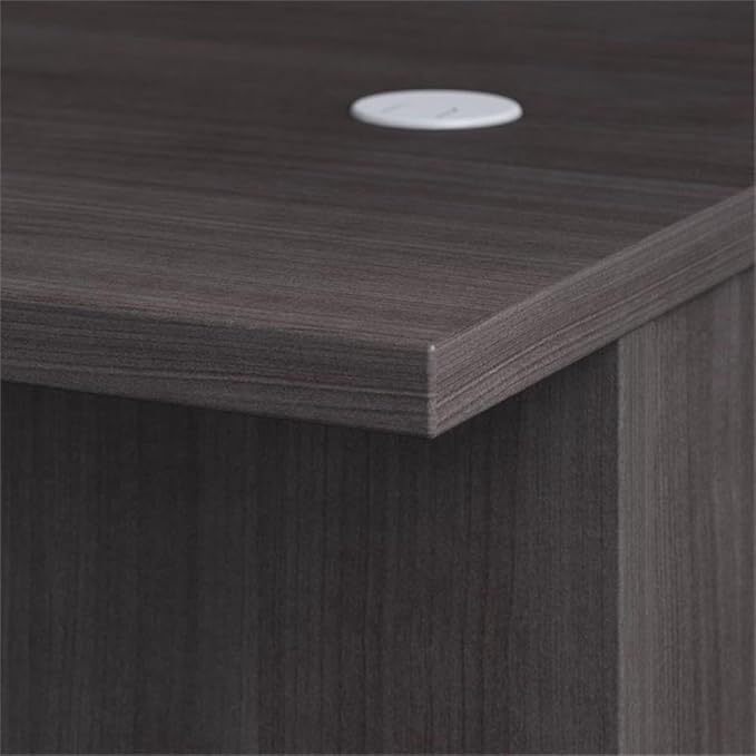 Pemberly Row Set of 2 L-Shaped Desk & Lateral File Cabinet in Storm Gray
