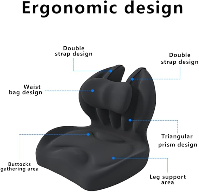 Adjustable Memory Foam Lumbar Cushion - Ergonomic Lower Back Support Pillow with Cotton Cover, Mid-Height Customizable Design for Office Chair, Car Seat, Long Sitting (Black, Large)