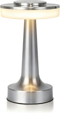 JHPGEOE Cordless Metal Desk Lamp, Touch Sensor Control LED Table Lamp,3 Color Stepless Dimmable Battery Powered Lamp for Living Room, Dorm, Home Office (Silver)