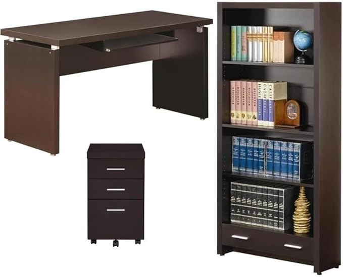 Home Square 2 Piece Set with Computer Desk Bookcase and Mobile File Cabinet