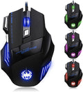 AFUNTA Zelotes Ergonomic 7200 DPI LED Optical Wired Gaming Mouse Mice 7 Buttons Compatible Mac Pro Gamer PC Laptop Desktop Notebook-Black Black(T80)