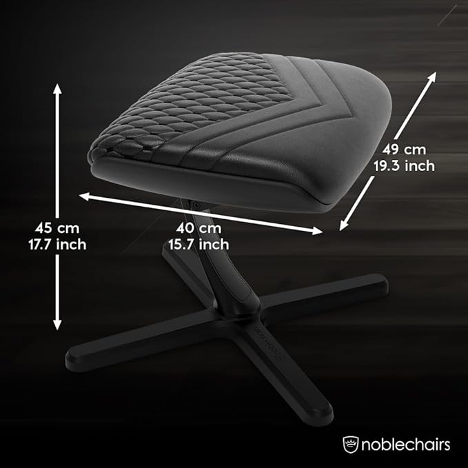 noblechairs Footrest V2.0, Real Leather, 45-Degree Tilt, Premium Materials, Leather Cover, Black