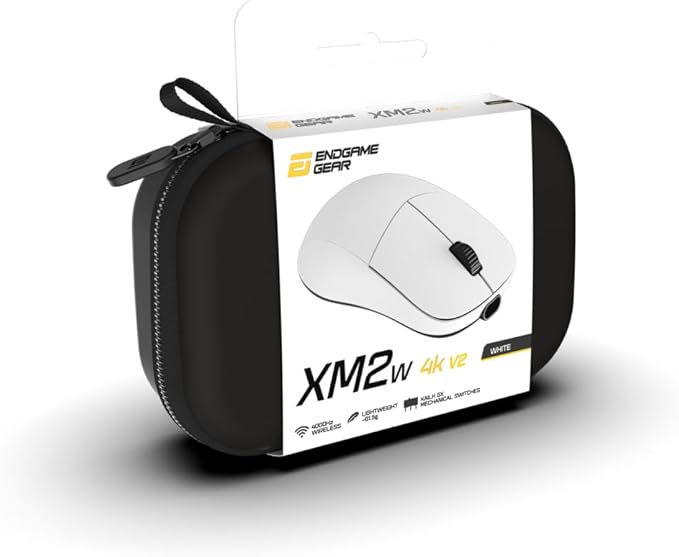 ENDGAME GEAR XM2w 4k v2 Wireless Gaming Mouse White – 30K DPI Optical Sensor, 4000Hz Polling, Claw-Grip Design for Medium to Large Hands, Lightweight (61.5g)