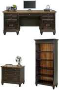 BOWERY HILL Set of 3 Credenza Office Writing Desk & Bookcase & Filing Cabinet