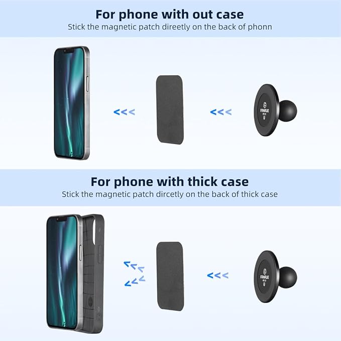 FANAUE SC-03T9 Car Mount Compatible with RAM Mount B Size Ball Head, Magnetic Phone Holder for Dashboard, Windshield & Other Car Accessories - 4.7 to 7.5 inch Smartphones