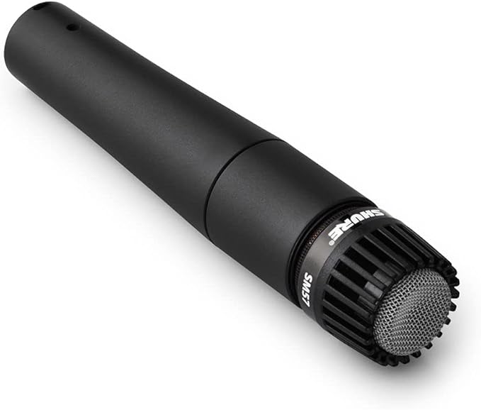 Shure SM57 Dynamic Microphone – Wired Cardioid XLR Instrument Handheld Mic for Guitar Amplifiers, Snare Drum, Percussion, Live Sound & Studio Recording, Black
