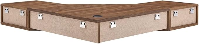 Modway EEI-5862-WAL-WHI Transmit 47" Wall Mount Corner Walnut Office Desk, Walnut White