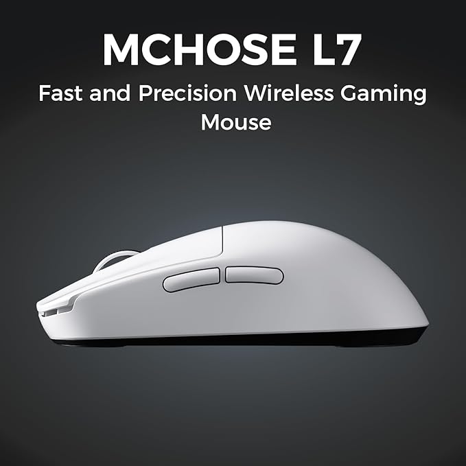 MCHOSE L7 Pro Wireless Gaming Mouse, PAW3395 26K Sensor, Wireless/Wired Dual 8K Polling, 39g Ultra-Light Weight, 2.4GHz RF/BT/Wired Tri-Mode Connection (Pro-PAW3395 26K Sensor, Black)