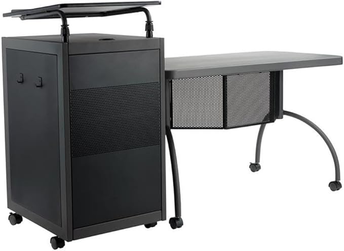 Oklahoma Sound Metal Teacher's WorkPod Desk and Lectern Kit in Charcoal