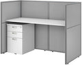 Bush Business Furniture Easy Office 60W Cubicle Desk with File Cabinet and 45H Closed Panels Workstation in Pure White