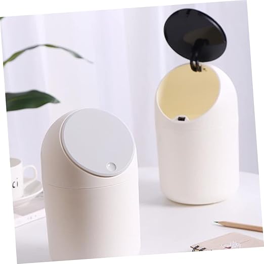 DECHOUS 2 Pcs Desktop Waste Container Black Mini Trash Can Desk Trash Can Simple Chic Design