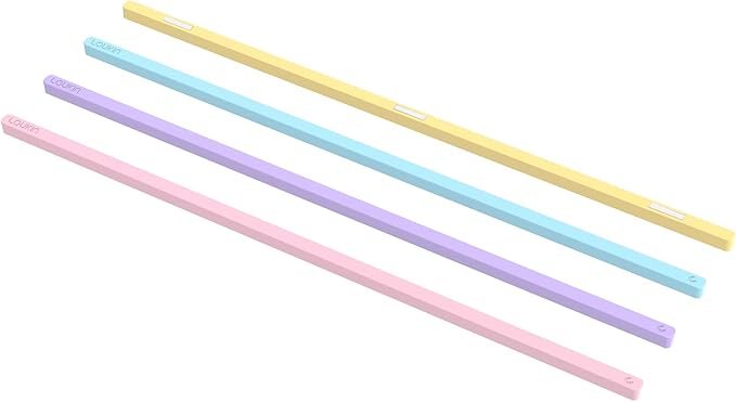Loukin 4 pcs Rectangular Magnets, Colorful Fridge Plastic Strips Embedded Magnets, Decorative Refrigerator Magnets for Whiteboard, Kitchen and Office (Yellow&Sky Blue&Purple&Pink, L)