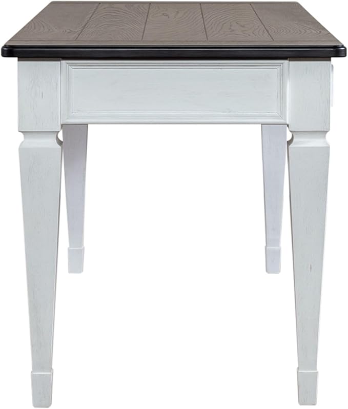 Liberty Furniture Allyson Park Writing Desk with Keyboard Tray 2 Drawers Cottage Home Office - Wirebrushed White Charcoal Tops Oak Wood