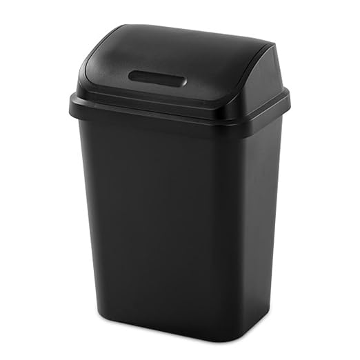 Sterilite Swing-Top Office Wastebasket – Black (6-Pack, 7.8 Gal)