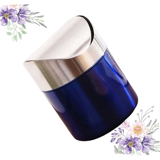 Vaguelly Stainless Steel Kitchen Waste Can Compact Desktop Trash Bin Under Sink Storage Container Suitable for Home Office