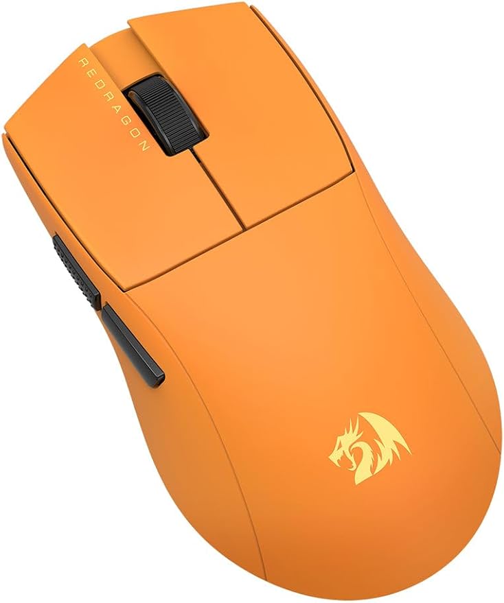Redragon M916 ULT Wireless 8K Polling Rate Gaming Mouse, 54G Ultra-Lightweight 30,000 Max DPI Gaming Mice w/Ergonomic Natural Grip Build, Full Programmable Buttons, Orange