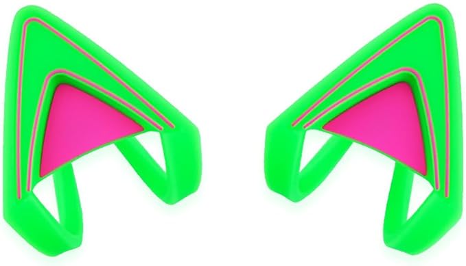 Glow in Dark Silicone Cat Kitty Ears Lovely Fluorescent Cat Ears Compatible for Bose/Razer/HyperX/Corsair/SteelSeries Arctis/Edifier Gaming Headphones (Green)